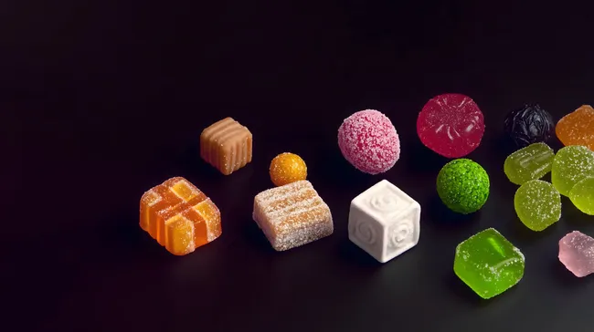 Bunte Süßigkeiten in elegantem Arrangement