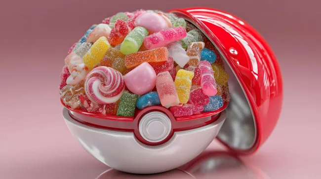 Bunte Süßigkeiten in Pokéball-Form