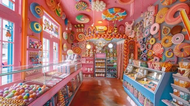 Bunte Süßwarenwelt in einem Candy-Shop