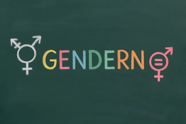 Bunte Tafel mit Gendersymbolik