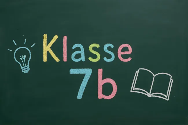 Bunte Tafel mit Schulfächer-Aufschrift und Symbolen