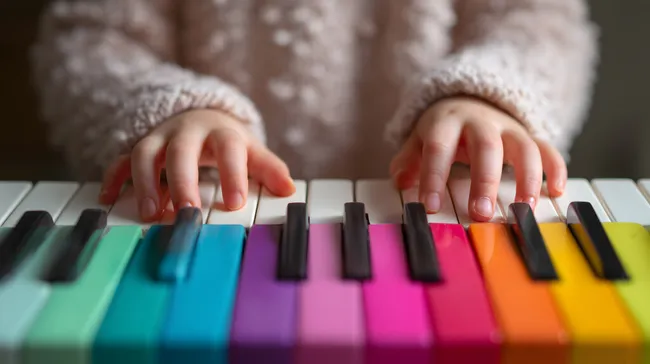 Bunte Tasten eines Kindermusikspielzeugs