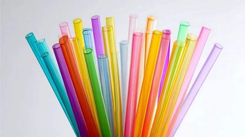 Bunte Trinkhalme auf weißem Hintergrund