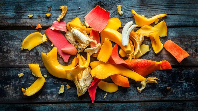 Bunte tropische Obstschalen auf Holzuntergrund