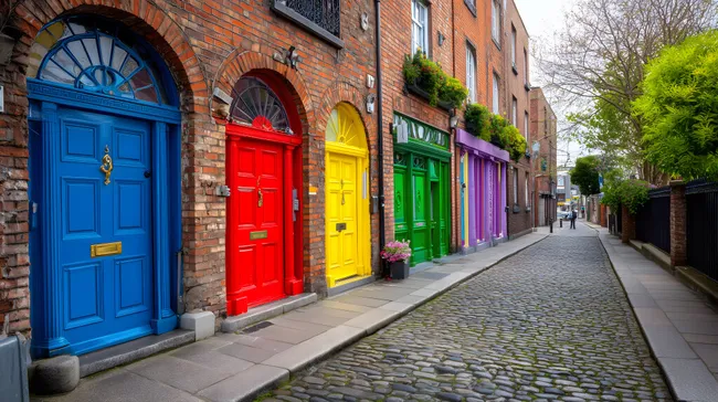 Bunte Türen und Gassen in der historischen Altstadt von Dublin