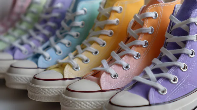 Bunte Turnschuhe in Regenboogenfarben