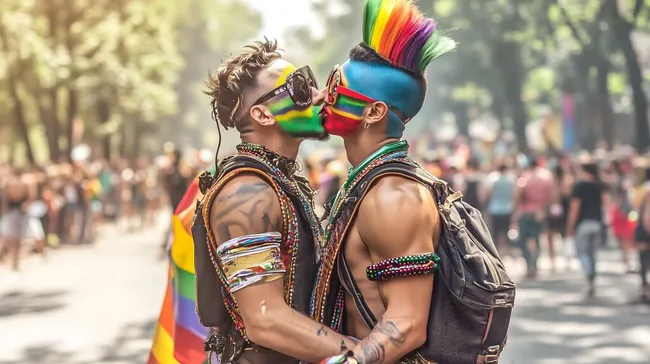 Bunte Umarmung bei LGBTQ-Parade