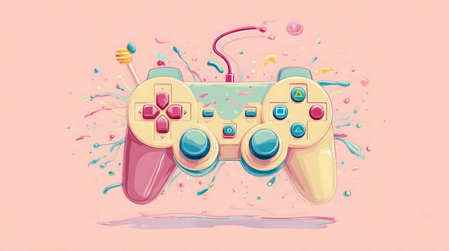 Bunte und kreative Gaming-Controller-Illustration