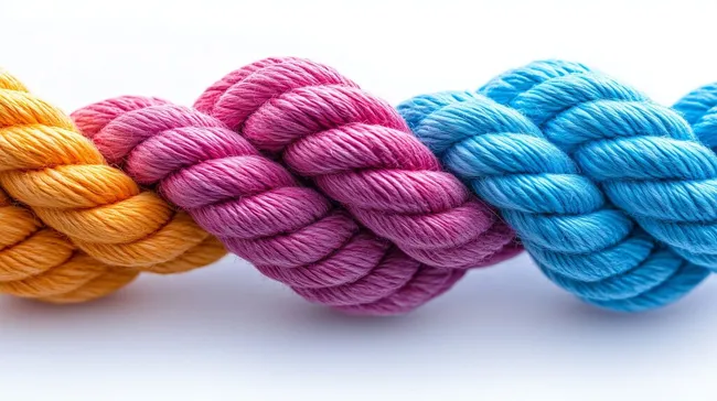 Bunte verschlungene Wollstränge - Teamwork-Konzept