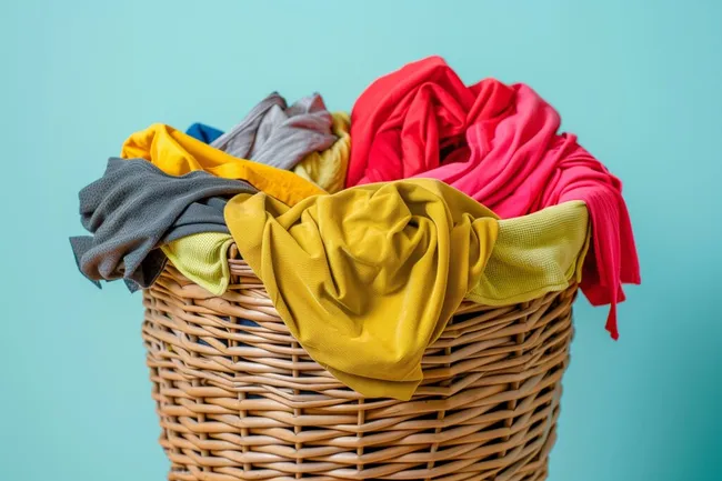 Bunte Wäsche in einem Korb - Sortierideen und Farberhalt