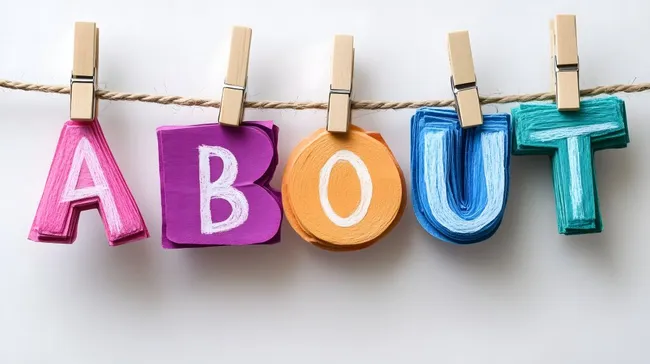 Bunte Wäscheleine mit textlichen Motiven