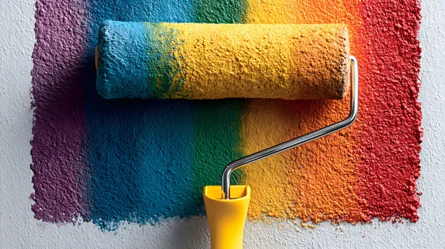 Bunte Wandgestaltung mit Farbroller