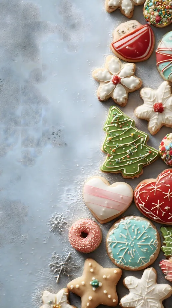 Bunte Weihnachtsplätzchen für Rezepte und Dekoration