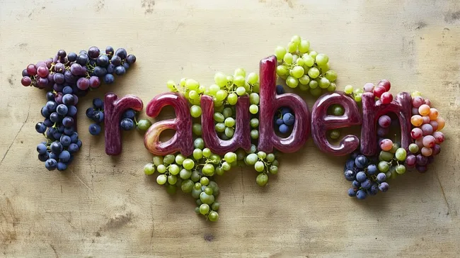 Bunte Weintrauben in rustikaler Optik