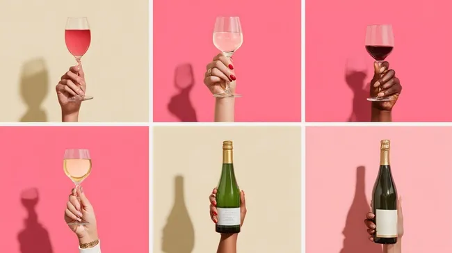 Bunte Weinverkostung mit modernen Gläsern