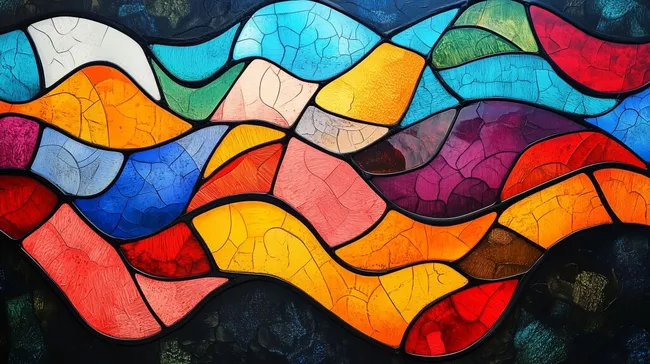 Bunte Wellenmuster aus Glas im abstrakten Design