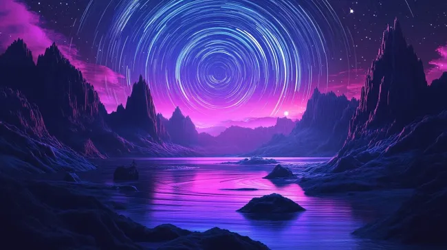 Bunte Weltraum-Landschaft mit Sternenschweif-Spirale