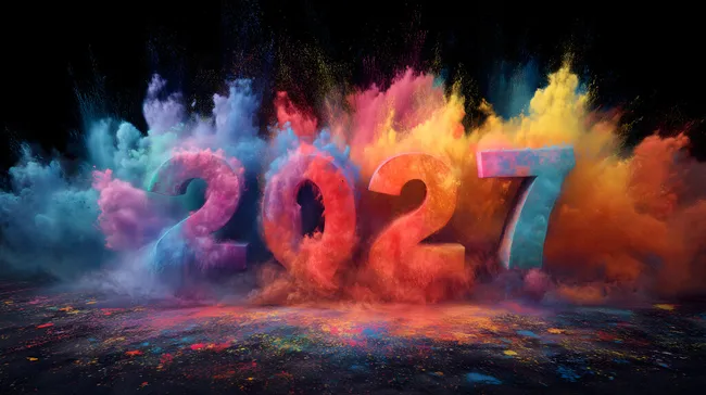 Bunte Zahlen in Farbexplosion - Neujahrsmotiv 2027