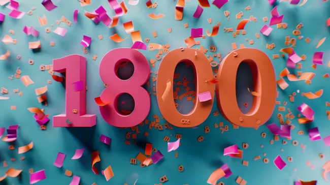Bunte Zahlen und Konfetti-Dekorationen - Feierlicher Meilenstein 1.800