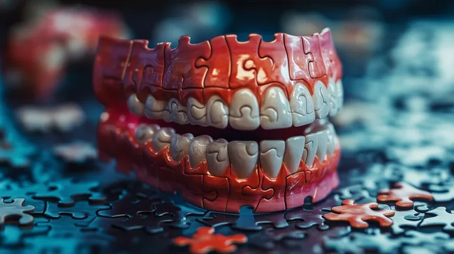 Bunte Zahnspange aus Puzzle-Elementen