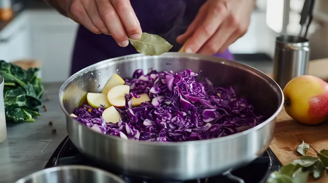 Bunte Zutaten für aromatischen Rotkohl-Apfel-Salat