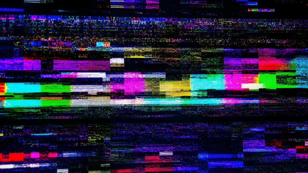 Bunter Bildschirmfehler mit digitalen Störlinien