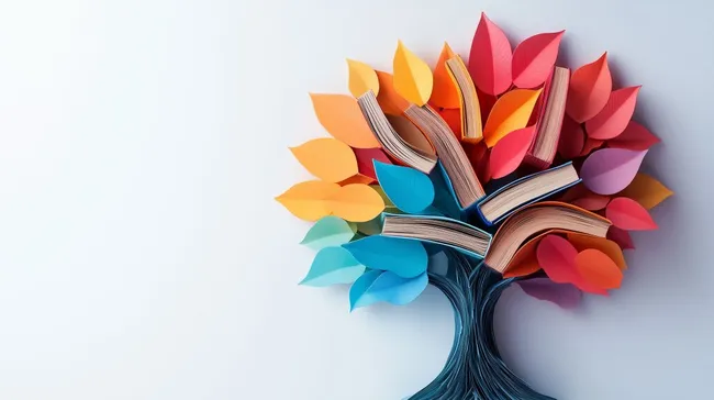 Bunter Blätterturm - Symbol für Bildung und Kreativität