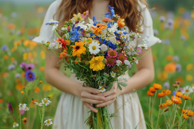 Bunter Blumenstrauß im Freien