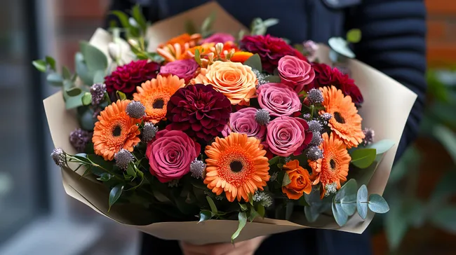 Bunter Blumenstrauss in Herbstfarben