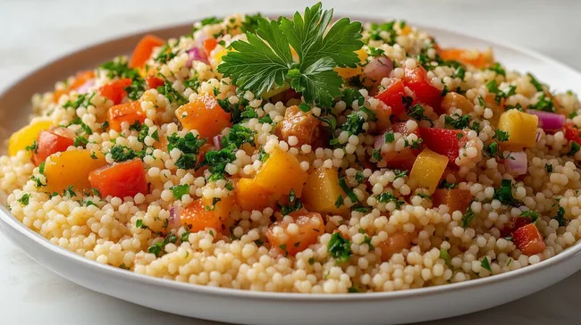 Bunter Couscous-Salat mit Gemüse und Kräutern