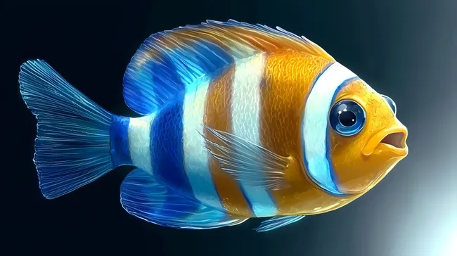 Bunter Exotischer Clownfisch vor Dunklem Hintergrund