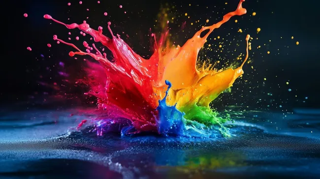 Bunter Farbspritzer auf dunklem Hintergrund