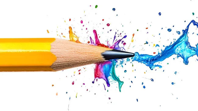 Bunter Farbspritzer auf Holzstift