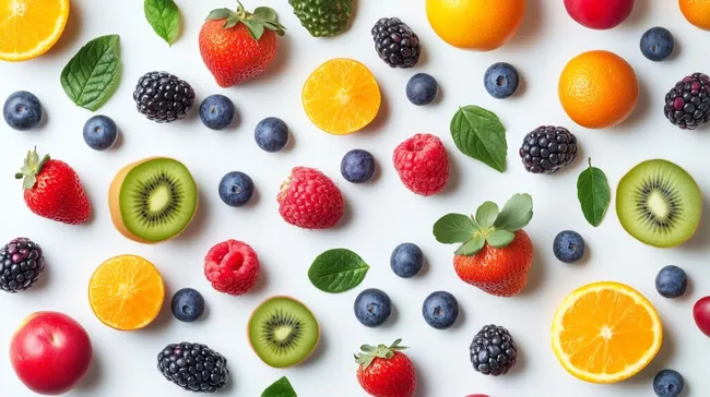 Bunter Fruchtsalat auf weißem Hintergrund