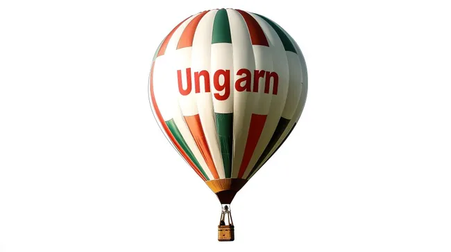 Bunter Heißluftballon in ungarischen Nationalfarben