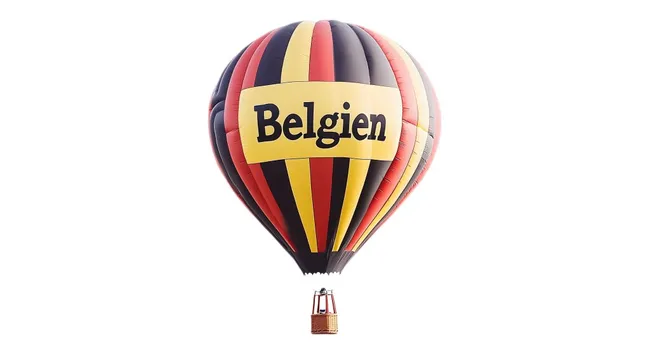 Bunter Heißluftballon mit Belgien-Branding