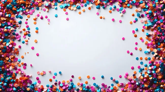Bunter Konfetti-Rahmen auf weißem Hintergrund
