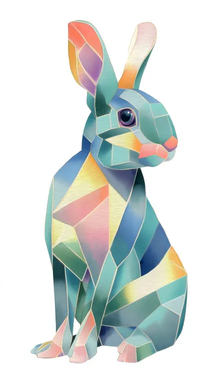 Bunter Osterhase in geometrischem Mosaik-Stil