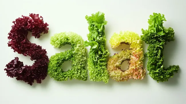 Bunter Salat-Arrangement auf weißem Hintergrund