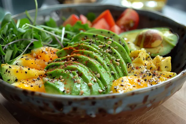 Bunter Salatskus mit Avocado und Zitrusfrüchten