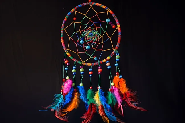 Bunter Traumfänger mit Federn und Perlen