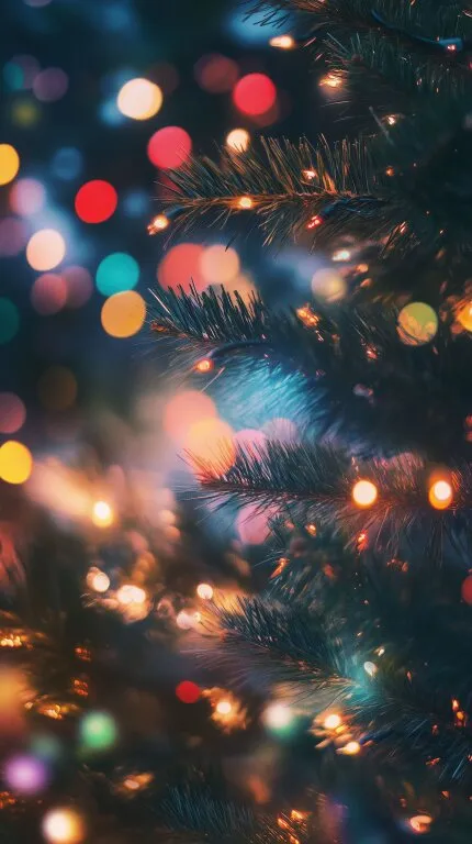 Bunter Weihnachtsbaum im stimmungsvollen Licht