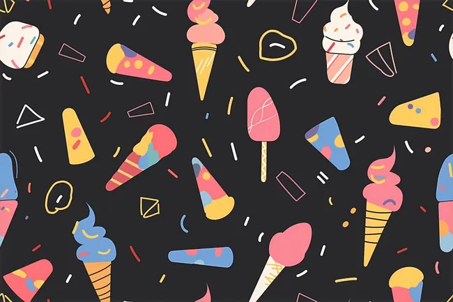 Buntes Eis-Muster auf schwarzem Hintergrund