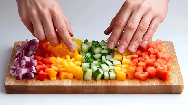 Buntes Gemüsebrett für gesunde Zubereitung