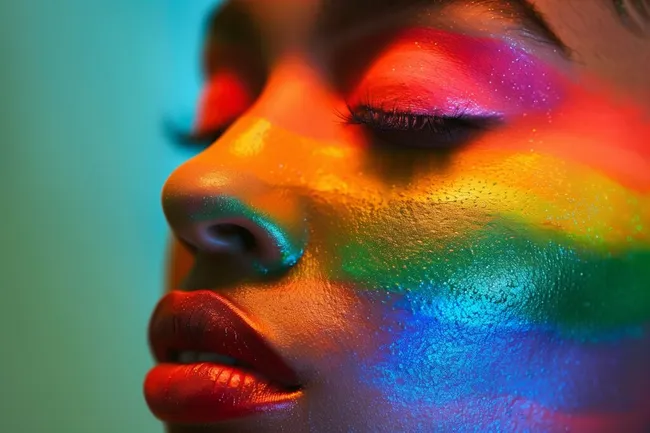 Buntes Gesicht mit kreativem Make-up