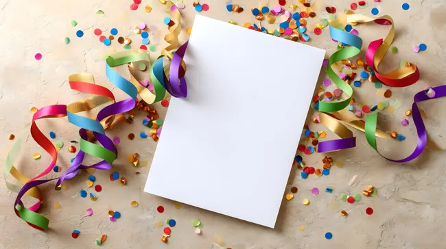 Buntes Konfetti und Luftschlangen für Partydekorationen