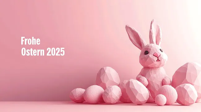 Buntes Polygon-Osterhasenbild mit Eiern