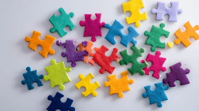 Buntes Puzzle-Muster auf weißem Hintergrund