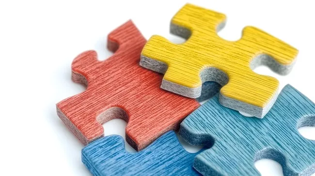 Buntes Puzzle-Teamwork für kreative Projekte