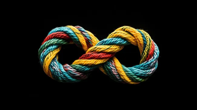 Buntes Seilgeflecht in endloser Schleife